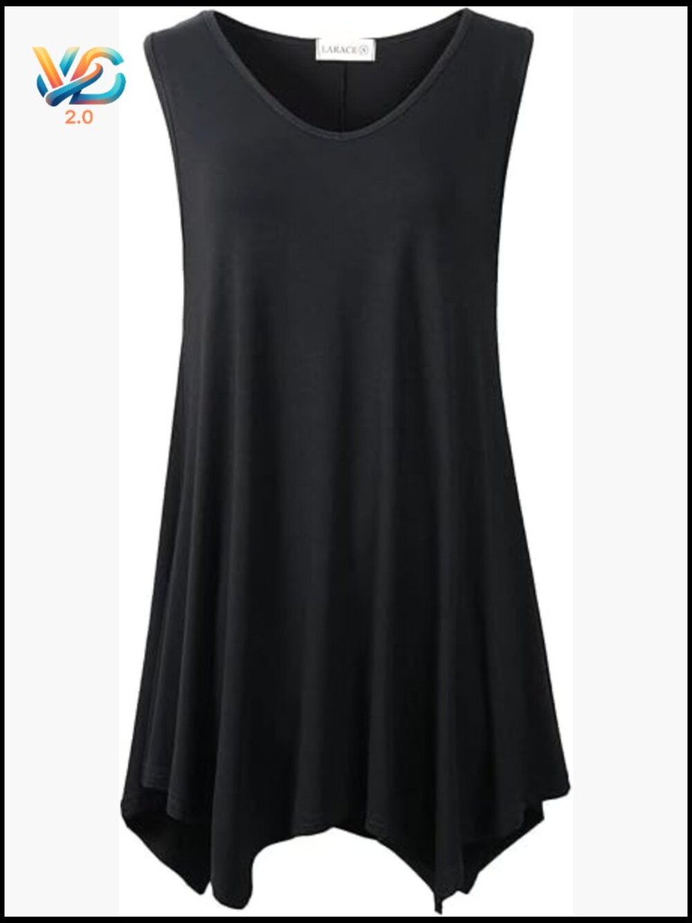 Plus Size V Neck Tank Top Sleeveless Tunic Blouse Loose Fit Flowy Asymmetrical